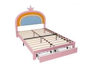 Lit avec rangement 140x200 cm BIQZUYA coloris rose