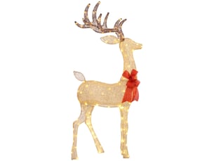 Renne lumineux de noël avec 137 led blanc chaud, guirlande lumineuse dorée pour la maison et le jardin.