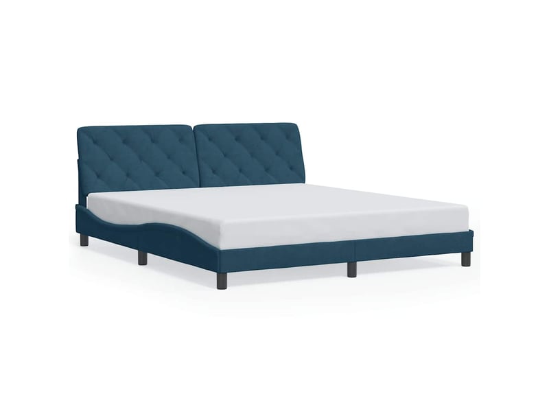 Lit double- lit adulte - cadre de lit avec led sans matelas bleu 180x200 cm velours - Conforama D