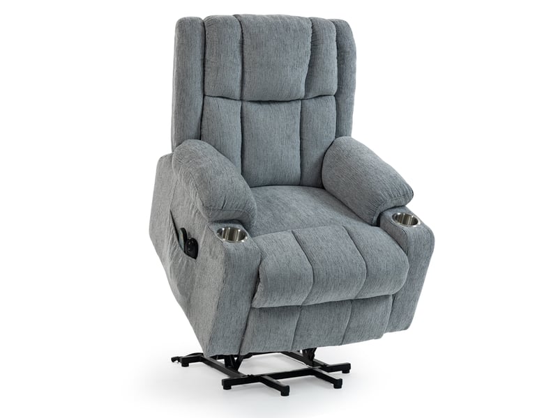  Fauteuil releveur électrique,91x84x106 cm,avec massage chauffant,velours,gris clair  - Conforama A