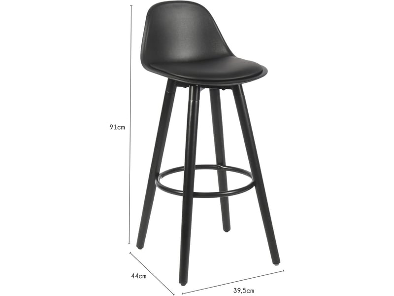 Lot de 4 tabourets de bar en métal et plastique noir 39,5 x 44 x 91 cm 62971 - Conforama C