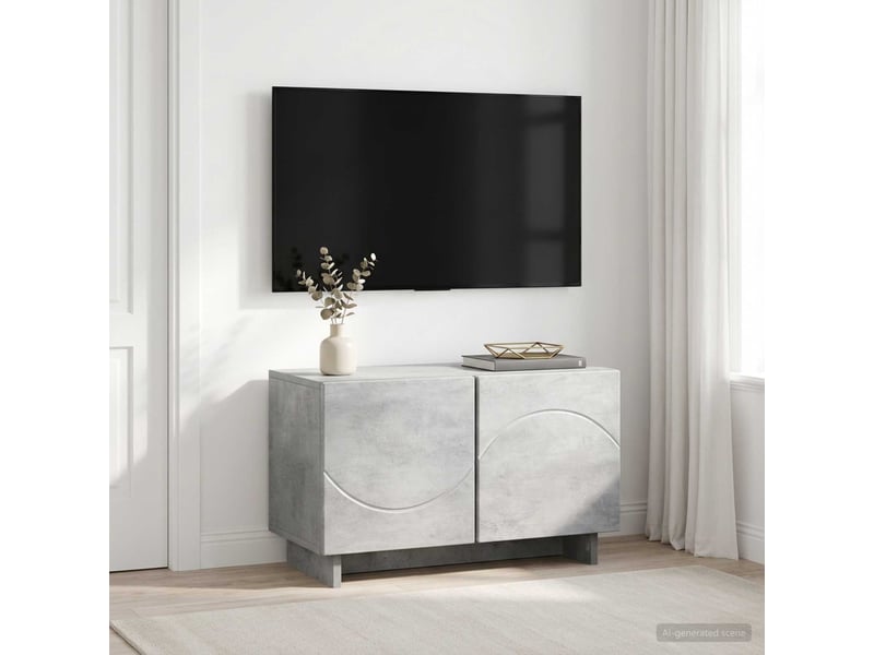  Meuble tv moderne, banc tv 60x34.5x40 cm gris béton bois d'ingénierie shl7232  - Conforama B