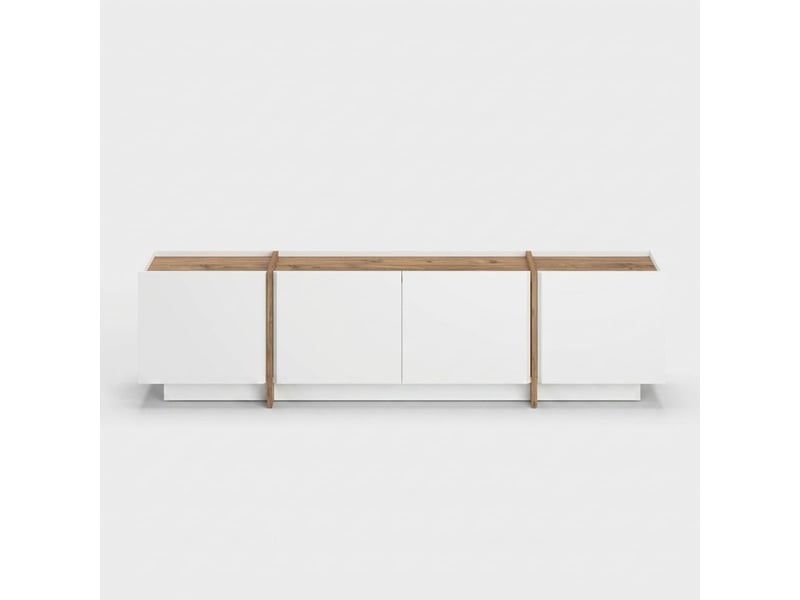  Support mural pour téléviseur avec portes à fermeture douce lowen - blanc  - Conforama E