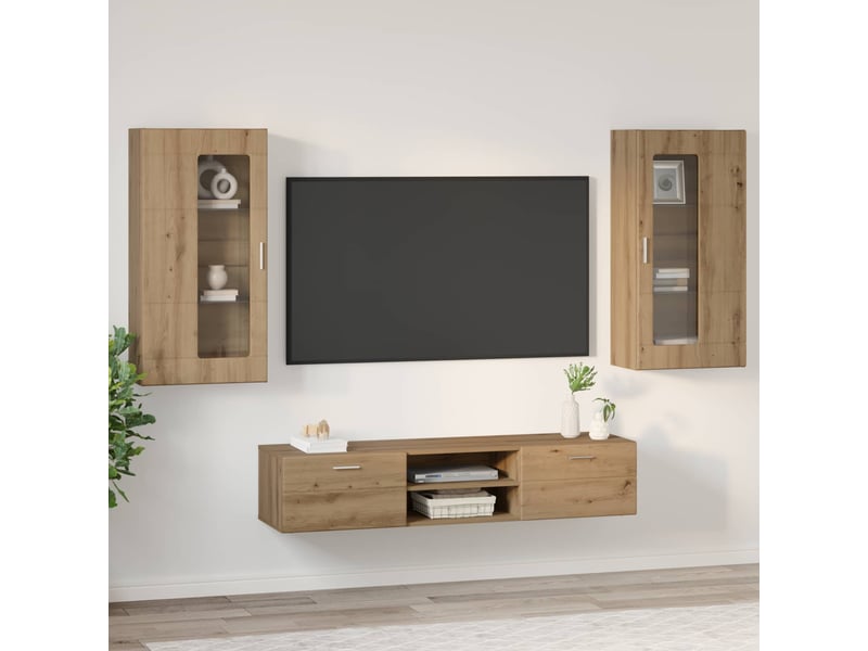  Ensemble meuble tv - banc tv - meuble de rangement florin 3 pcs chêne artisanal  - Conforama D