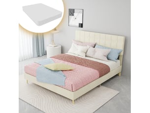 Lit 2 places 140x200 cm <strong>HOMVRA</strong> <strong></strong> coloris beige
