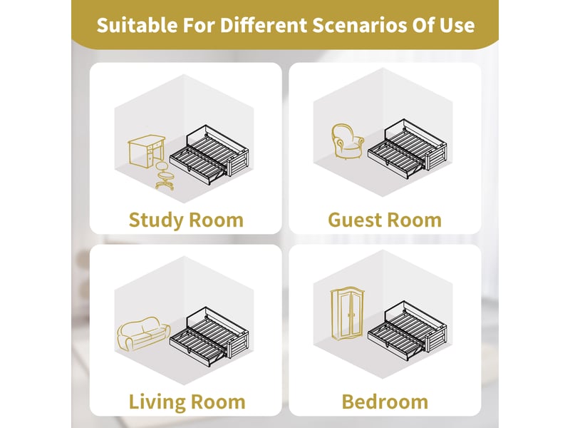  Lit gigogne enfant 90x200 cm, canapé-lit avec usb type-c, porte-gobelet, sommiers, coton lin beige, sans matelas  - Conforama R