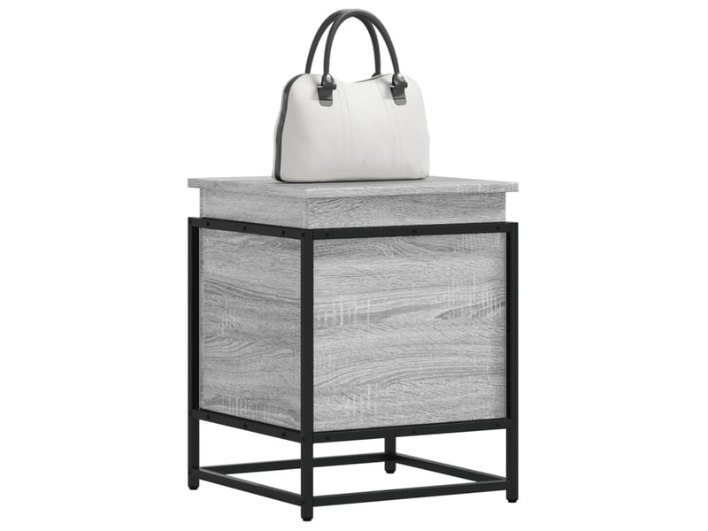 Boîte de rangement, coffre de rangement avec couvercle sonoma gris bois d’ingénierie - Conforama B
