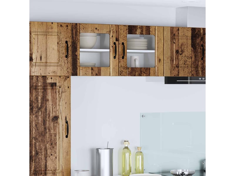  Meuble mural de cuisine, cabinet en verre mural bois ancien 40x31x40cm shl6144  - Conforama B