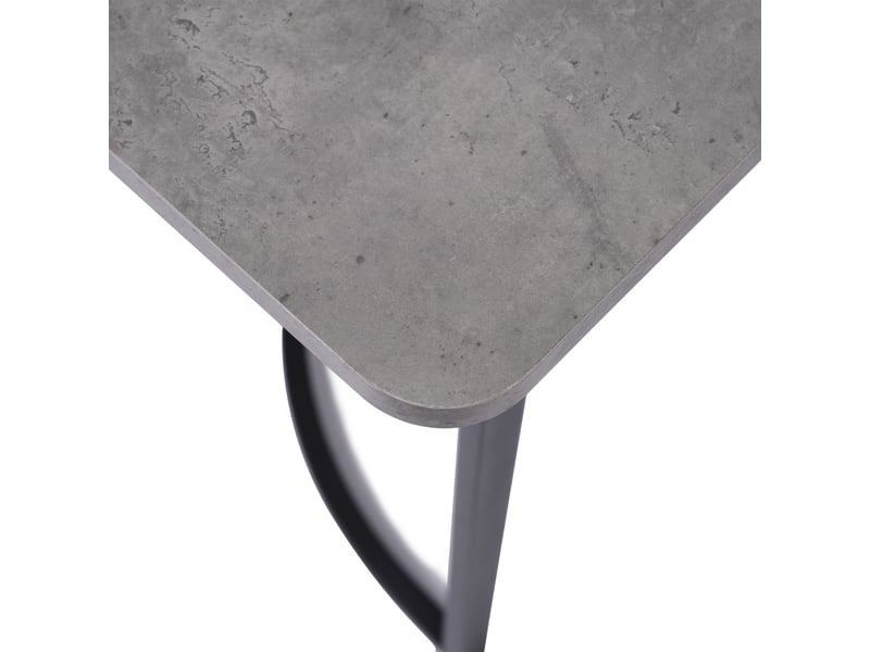 Table à manger 140x80cm, table rectangulaire avec motif marbre, plateau en mdf, pied en métal, gris+noir - Conforama R