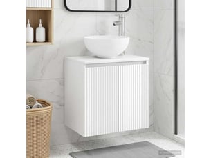 Vanité de lavabo mural, meuble de rangement blanc 49.5x41x64.5 cm shl1860