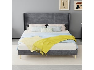 Lit 2 places 160x200 cm coloris gris