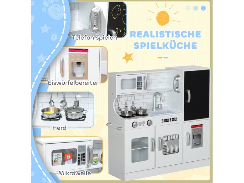  Cuisine enfant 83,8x26,8x81 cm avec accessoires mdf blanc  - Conforama D