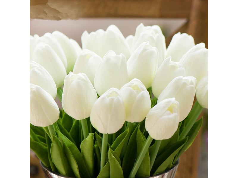  Kaelt - simulation fleur tulipe fausse fleur latex matériel toucher réel salle de mariage famille hôtel fête intérieur étude bricolage décoration  - Conforama A