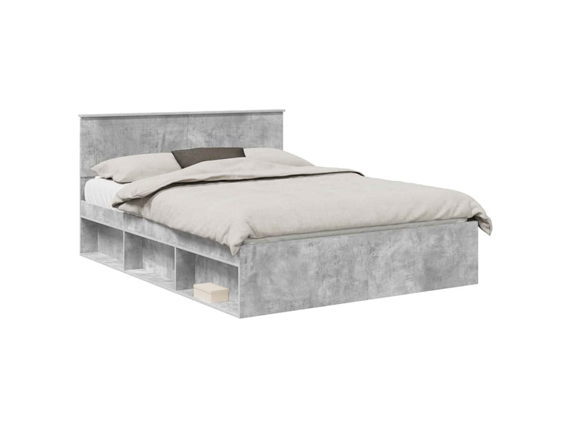 Lit double- lit adulte - cadre de lit gris béton 150 x 200 cm pin massif - Conforama A