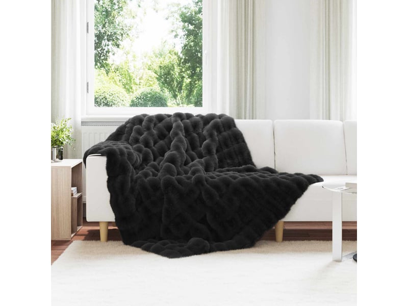 Couverture décorative, couverture antidérapante en fausse de lapin 4 pc noir shl21907 - Conforama B