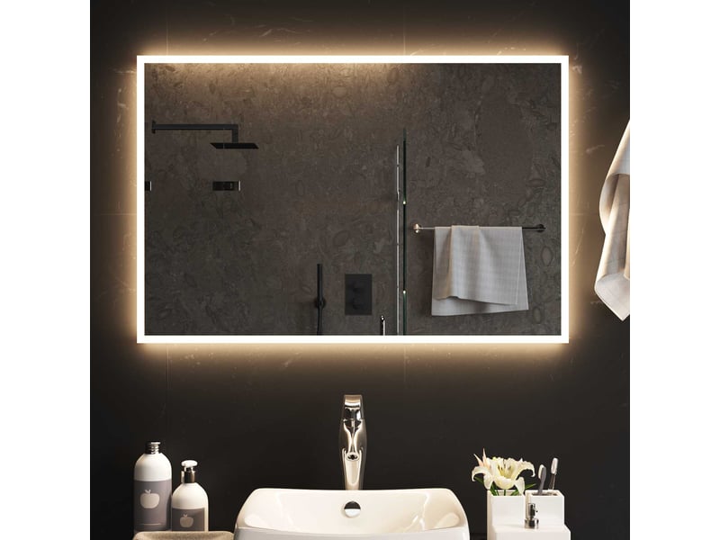  Miroir de salle de bain, miroir de toilette led transparent 90 x 60 cm verre trempé cf62631  - Conforama C