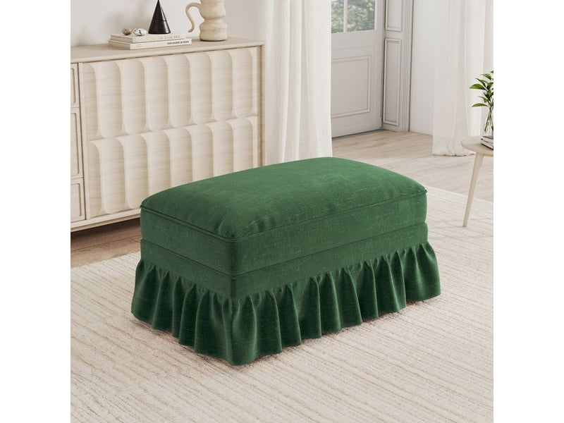  Tabouret en chenille - vert - chenille - 90x56.5x49 cm - 13 kg - design convertible avec jupe plissée - dossier segmenté  - Conforama E