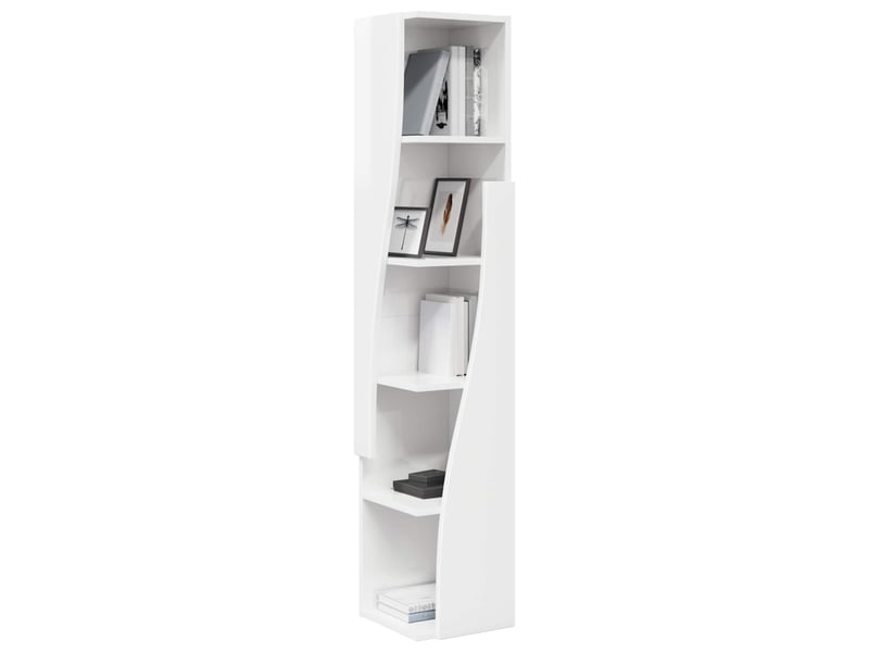  Meuble d'angle, meuble de rangement salon 27,5x27x140cm bois d'ingénierie blanc brillant  - Conforama C