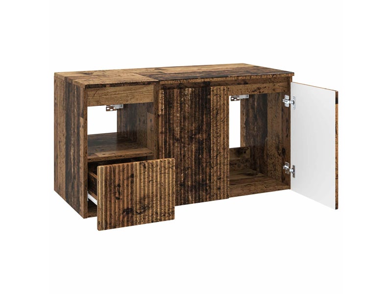 Ensemble de mobilier de salle de bain 2 pc bois ancien cf64041 - Conforama D