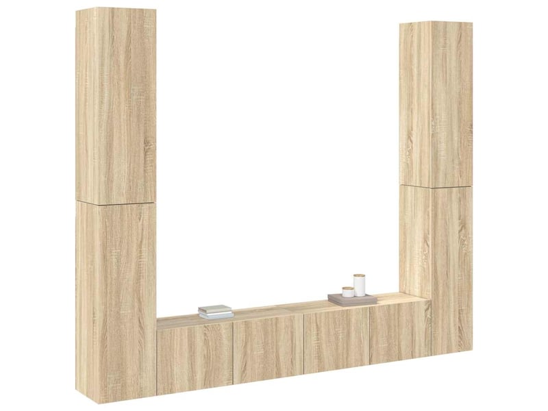  Ensemble de meuble tv - banc tv - meuble de rangement 6 pcs chêne sonoma bois d'ingénierie  - Conforama C