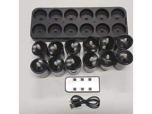 Lot de 12 bougies chauffe-plat led rechargeables sans flamme avec télécommande, minuterie et base de charge, décoration halloween, télécommande, noir