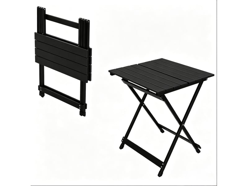  Table de camping pliante en aluminium 50,5 x 46,5 x 60 cm – noire – portable avec patins antidérapants  - Conforama A