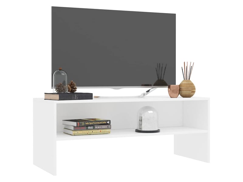  Meuble tv - banc tv - meuble de rangement blanc 100x40x40 cm bois d’ingénierie  - Conforama C