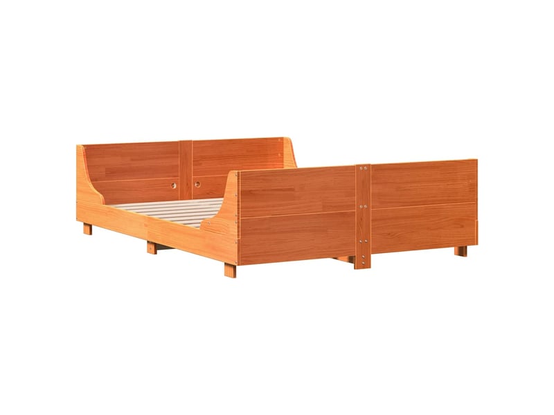  Lit double- lit adulte -  cadre de lit sans matelas  marron 120x190cm bois pin massif  - Conforama B