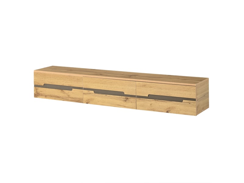  Meuble tv mural avec 3 tiroirs 160x30x25,5 cm coloris bois naturel  - Conforama R