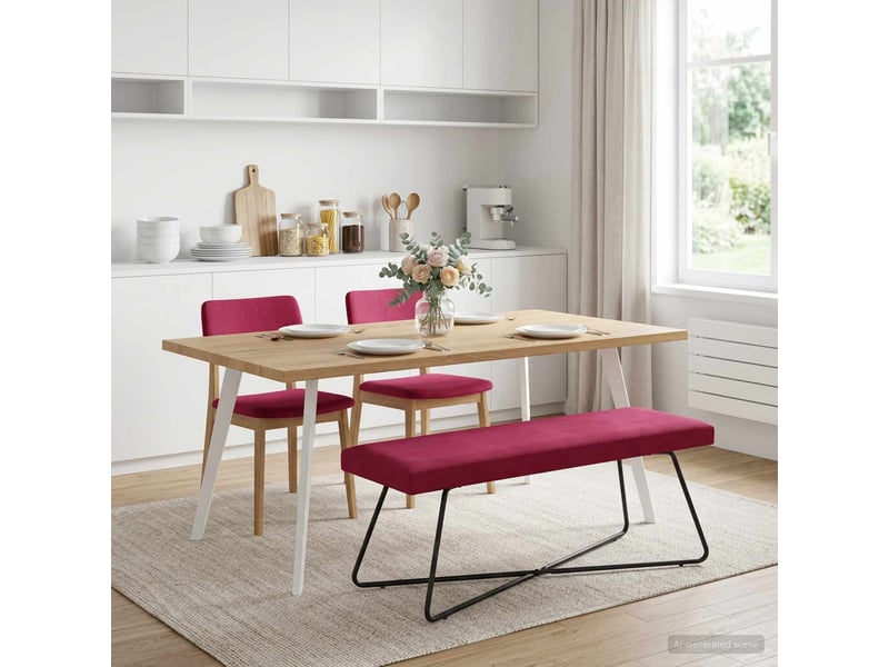  Banc, canapé 2 places bordeaux 110x40x45 cm velours  - Conforama C