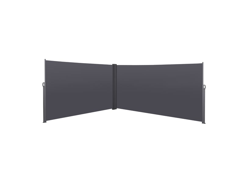 Brise-vue latéral rétractable double 600 x 180 cm – gris foncé – protection solaire et intimité - Conforama A