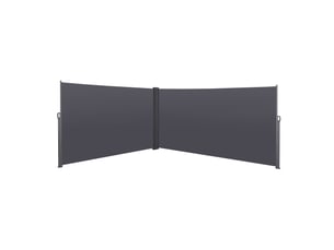 Brise-vue latéral rétractable double 600 x 180 cm – gris foncé – protection solaire et intimité