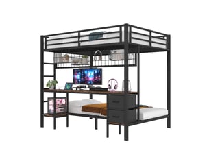 Lit mezzanine 140x200 cm MERAX  lit enfant noir coloris noir