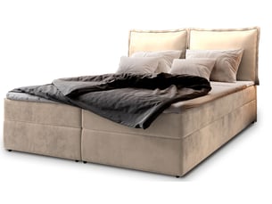 Lit avec rangement 160x200 cm <strong>MASSENO</strong> <strong></strong> coloris beige