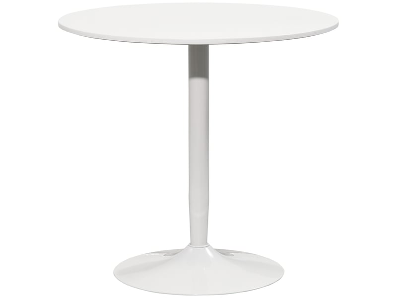 Table à manger ronde pour 2 personnes, table de cuisine style moderne avec piétement en acier, ø 80 x 75 cm, blanc - Conforama B