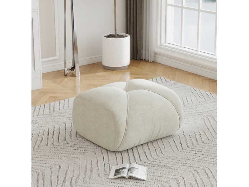  Pouf elowin 78x76x45 cm beige clair  - Conforama D