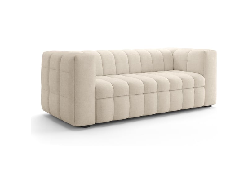  Canapé capitonné convertible 3 places en tissu chenille beige - ouverture express - cester Cester - Conforama E