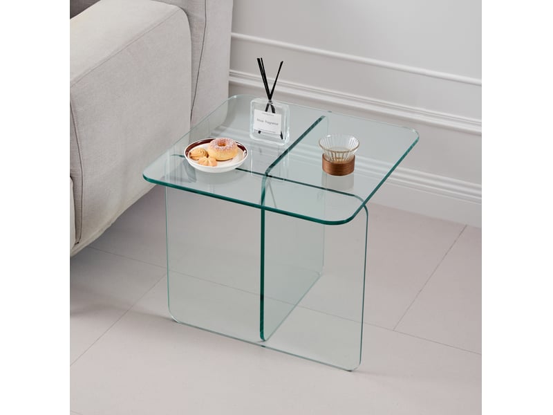  Table d’appoint en verre trempé transparent 45x45x41 cm  - Conforama C