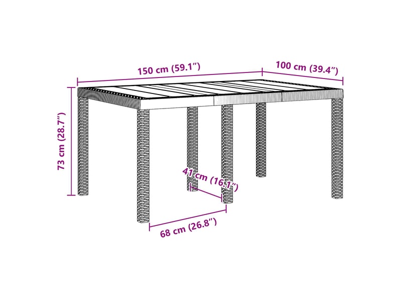  Ensemble de salle à manger de jardin 5 pcs marron rattan polt  - Conforama D