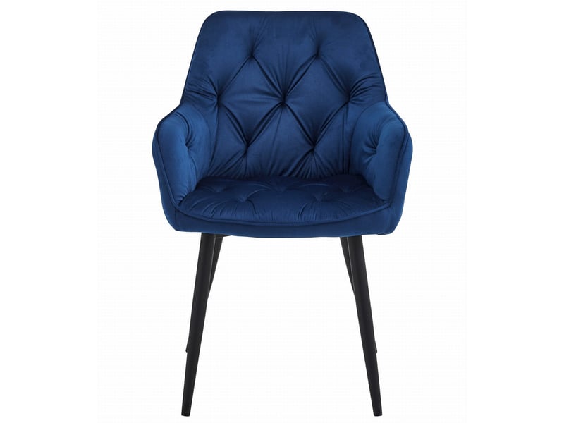  Chaise jork en velours bleu nuit avec pieds noirs  - Conforama B