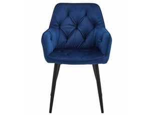 Chaise jork en velours bleu nuit avec pieds noirs