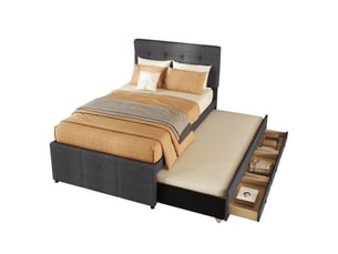 Lit gigogne 90x190/200 cm OKWISH coloris gris