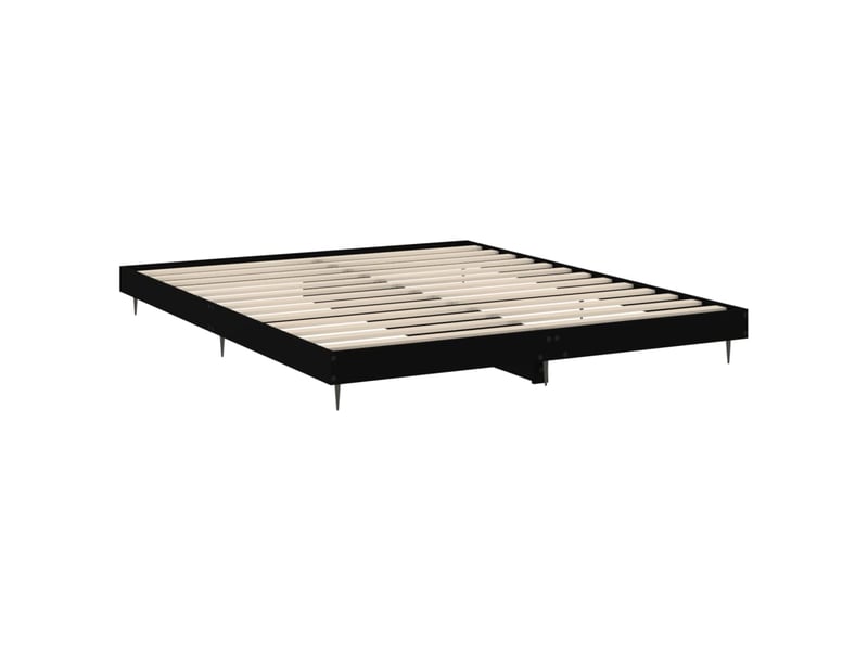  Lit double- lit adulte -  cadre de lit sans matelas noir 200x200 cm bois d'ingénierie  - Conforama D