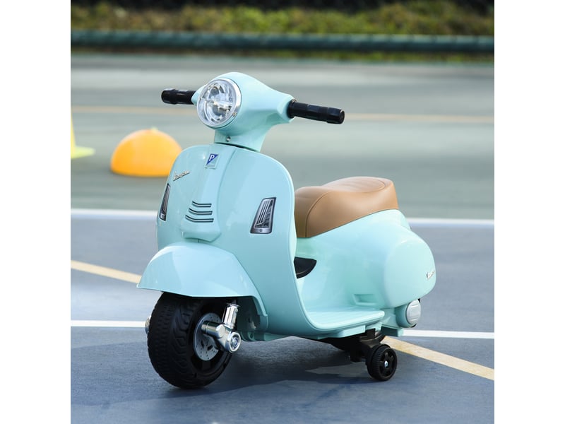  Moto électrique pour enfants de 18 à 36 mois avec licence vespa officielle, phares et klaxon, 66,5 x 38 x 52 cm, verte  - Conforama C