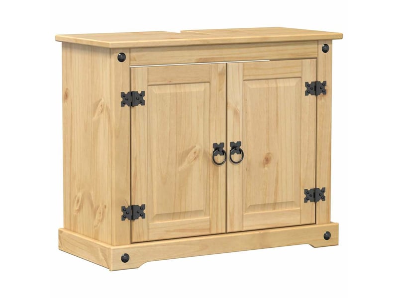  Armoire lavabo salle de bain, meuble de rangement corona bois de pin massif  - Conforama A