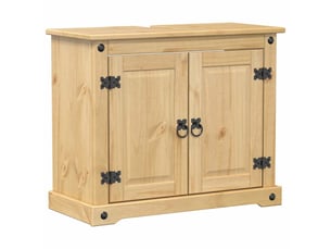 Armoire lavabo salle de bain, meuble de rangement corona bois de pin massif