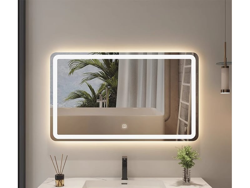  Miroir mural led salle de bain carré, étanche et intelligent hd avec interrupteur tactile, 40×60 cm  - Conforama B