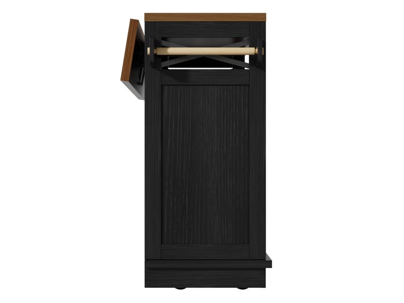  Desserte de cuisine à roulettes avec panneaux latéraux pliables et étagères amovibles, buffet en mdf noir, 118x43x98 cm  - Conforama R