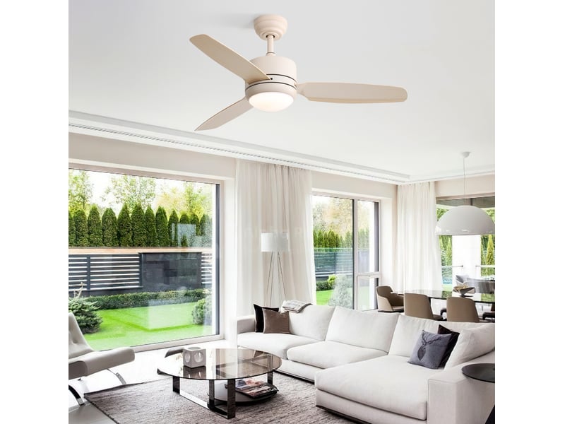  Ventilateur de plafond avec lumière led 46 pouces blanc, 3 pales abs, moteur dc réversible et télécommande  - Conforama B