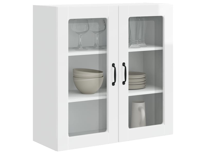 Meuble mural de cuisine, cabinet en verre mural blanc brillant 80x31x80cm shl2595 - Conforama C